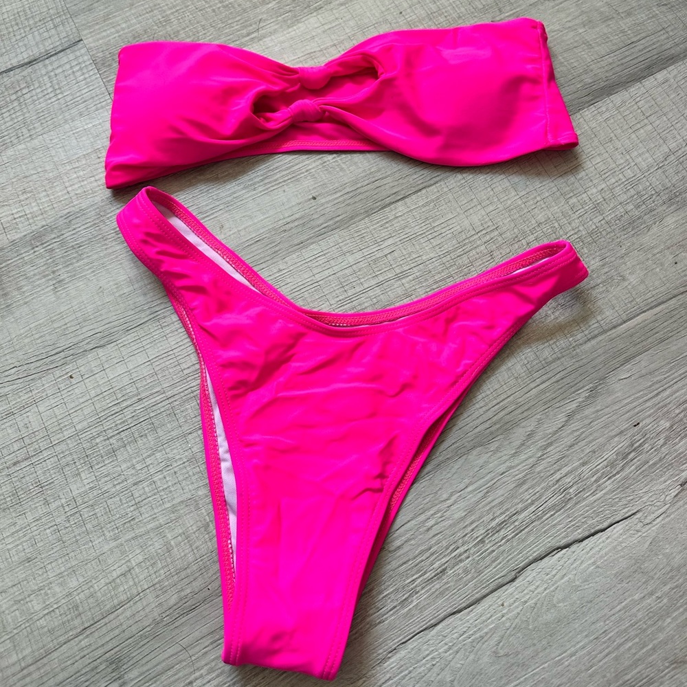 SHEIN pink topless bathing suit